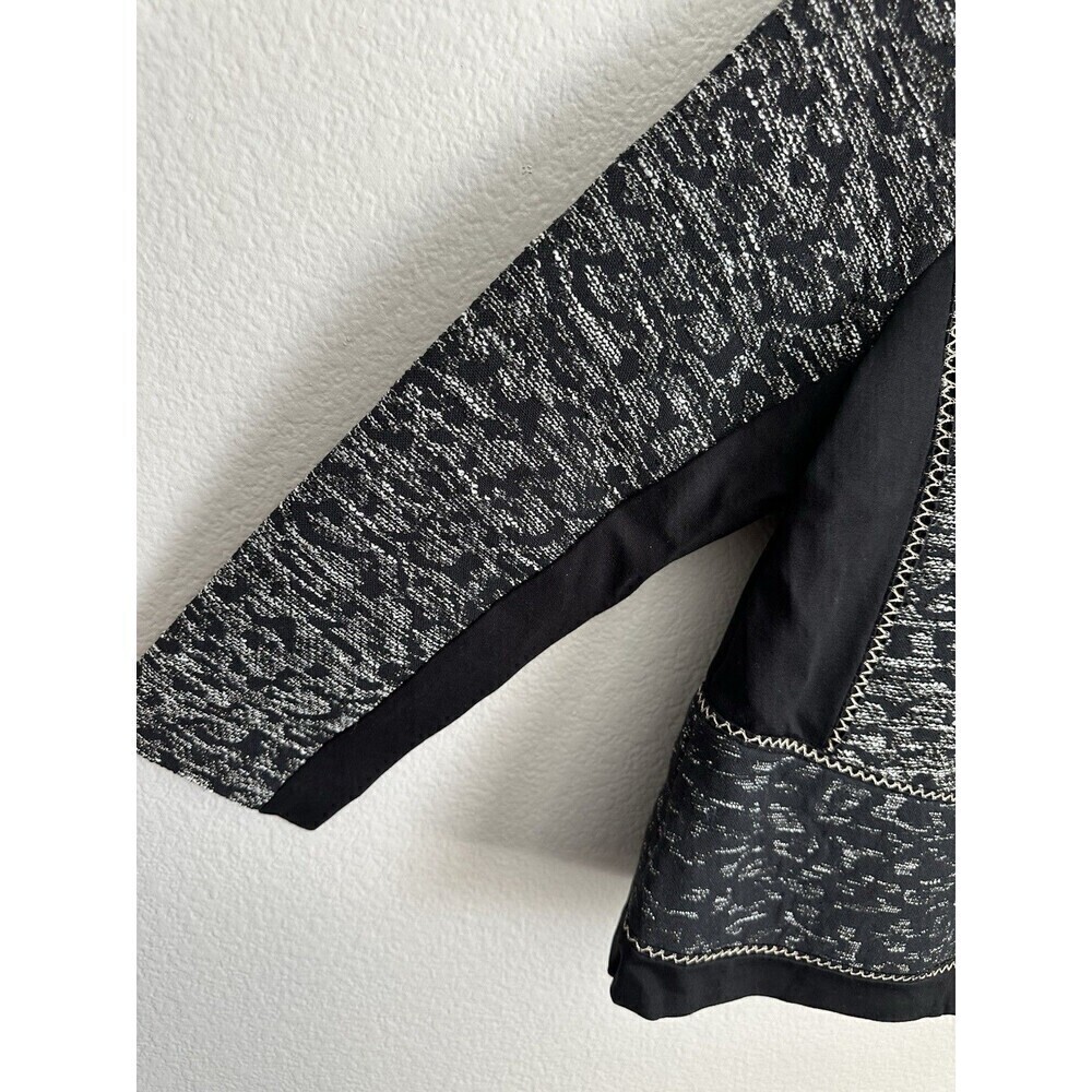 Chicos Jacquard Jacket Womens Size 3 XL Black White Full Zip Long Sleeve Knit - Picture 4 of 8
